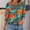 002 Blue, variant on Hvot&aat Women Casual Dressy Blouses 3/4 Length Elastic Smocked Cuffs T-Shirts Round Neck Printed Tops