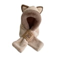 thumbnail image 4 of Gorro de animales de peluche con orejas de dibujos animados, bufanda para el cuello, bufanda con capucha para mujer, 4 of 8
