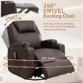 thumbnail image 3 of Lnsenfin Manual Swivel Rocker Recliner Chair with Massage Faux Leather for Living Room,Brown, 3 of 7