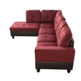 thumbnail image 3 of MAYEERTY Red Modern 3-Piece Couch - Flannel & PVC, Bold Color Eye-Catching for Living Room, 3 of 9