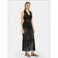 thumbnail image 2 of Sleeveless Knitted Maxi Dress with V-Neck and Tassel Hem, 2 of 5