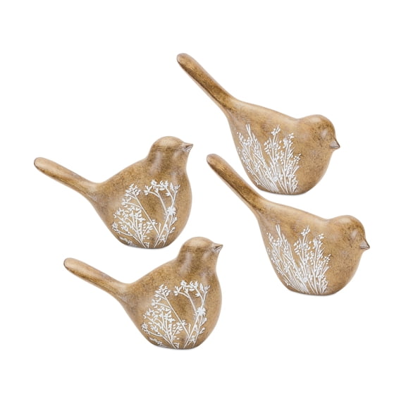 Melrose Set of 4 Floral Bird Tabletop Figurines 5"