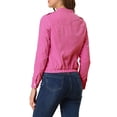 thumbnail image 4 of Allegra K Women's Lightweight Stand Collar Zip up Biker Moto Jacket, 4 of 8