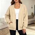 thumbnail image 5 of QINGFSAP Womens V Neck Sweatshirt Long Sleeve Button Pocket Loose Fit Casual Fall Winter Top, 5 of 6