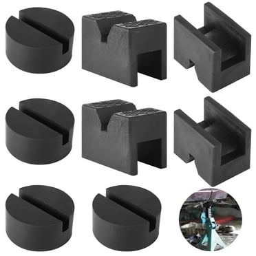 8 PCS 2 Types Jack Pads, Jack Pad Adapter, Universal Jack Stand Protector, Heavy Duty Rubber Slotted Jack Pad for Jack Stand and Floor Jack, Rail Pinch Weld Protector, Car Lifting Jack Accessories