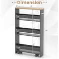 thumbnail image 2 of PetFurnishn Slim Rolling Storage Cart, 4-Tier Rolling Utility Cart, Wood Kitchen Storage Cart with Handle & Wheels, Narrow Rolling Shelving Unit for Kitchen Bathroom Laundry Small Places (Grey), 2 of 10