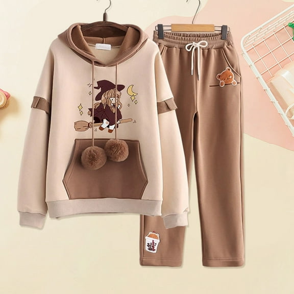 JCCXIN Girls Outfit Sets 2 Piece Long Sleeve Tops With Joggers Casual Teenage Student School Wear Comfort Athletic Tracksuit For Teen Girls Youth Fall Outfit Sets Breathable Clothes Sets