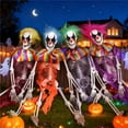 thumbnail image 4 of Fun Little Toys 15.7 Inches 4 Packs Halloween Scary Circus Clown Skeleton Hanging Ghost Skeleton in Clothes, Outdoor Indoor Yard Patio House Decor, 4 of 8