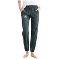 thumbnail image 1 of Ladies Pants Casual Ladies Minimalist Spring Summer Solid Color With Printed Pockets Drawstring Summer Pants Women Trendy 2025 Green XXL, 1 of 3