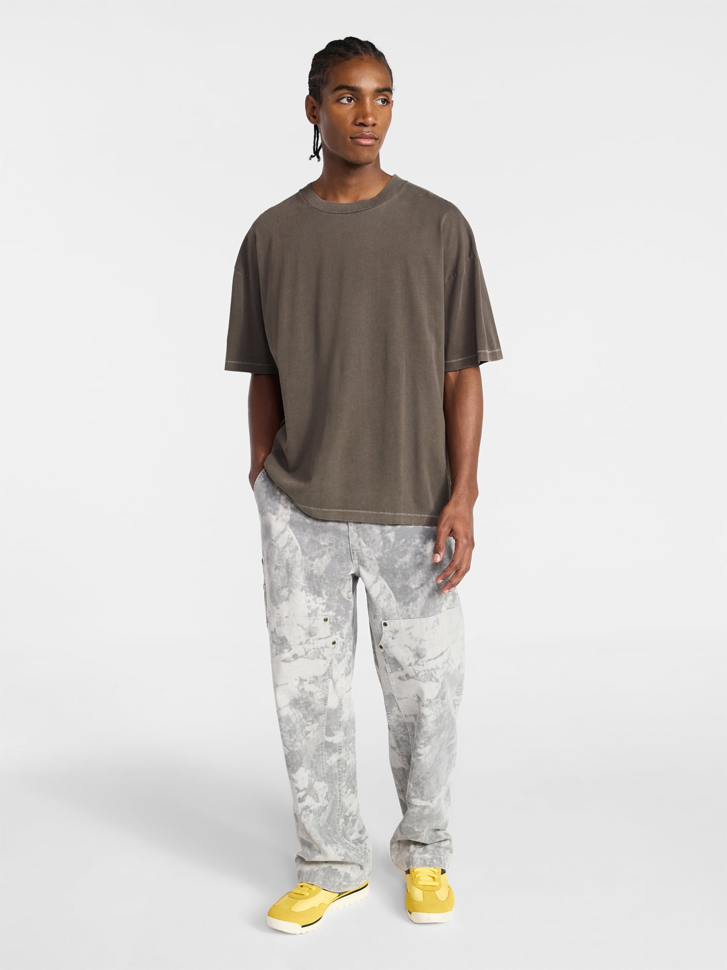 No Boundaries Men's Oversized Boxy Tee with Short Sleeves, XS-4XLT