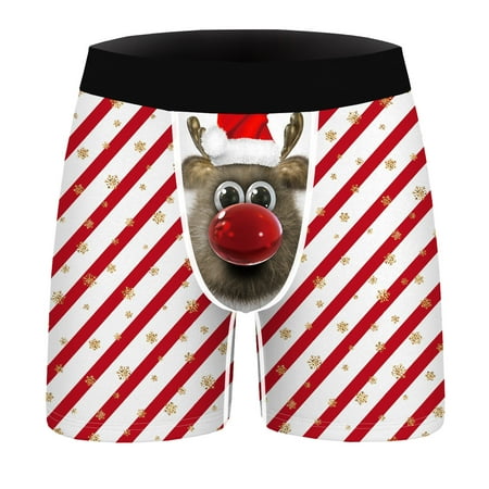 

BIZIZA Pouch Stretch Breathable Trunks for Men Christmas Comfort Underwear Male Soft Briefs White L