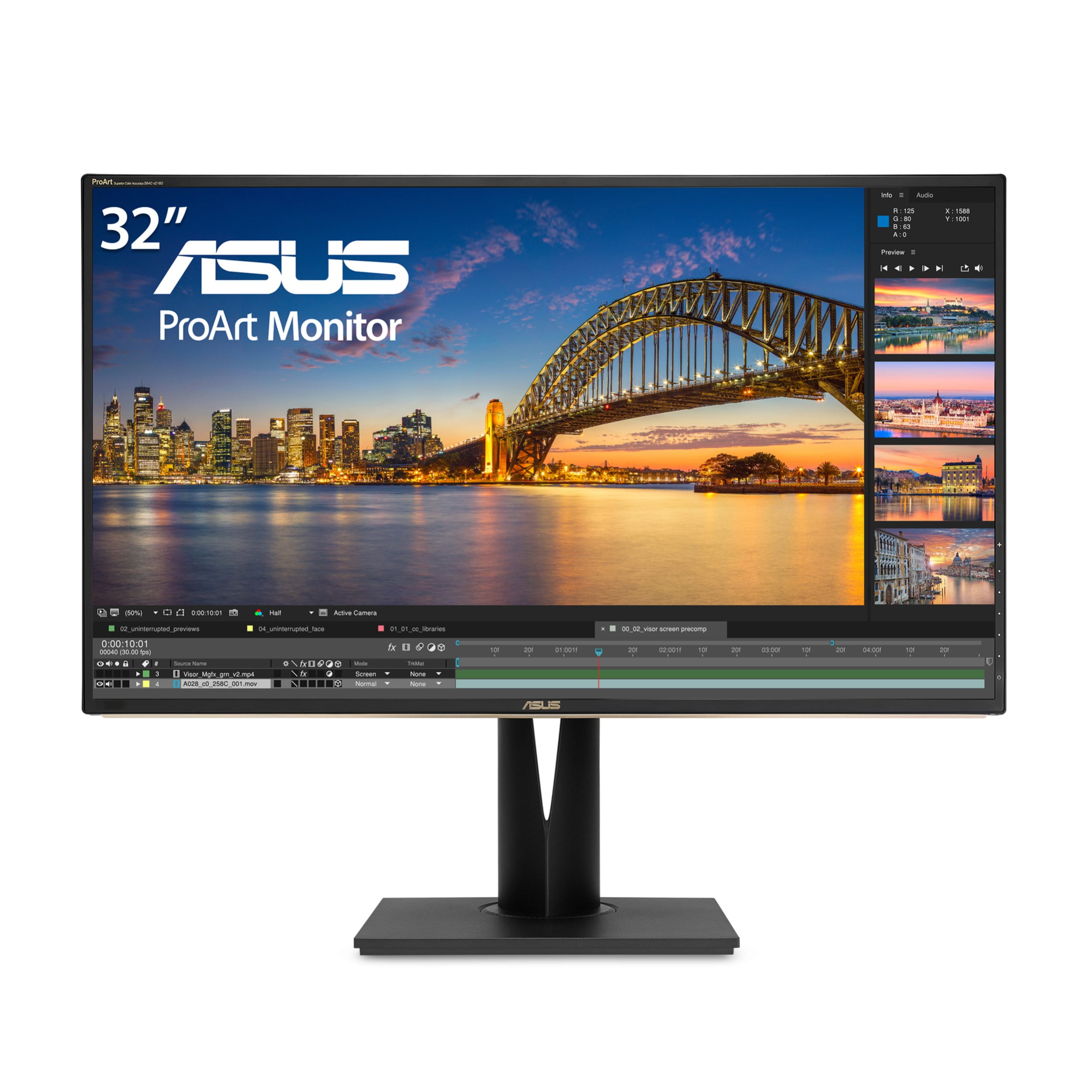 Asus ProArt PA329C 32” 4K 3840 X 2160 HDR10 Displayhdr600 Monitor 100% Adobe RGB IPS Eye Care DisplayPort USB Type-C HDMI,Black