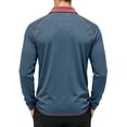 thumbnail image 2 of Mens Long Sleeve Polo Shirts Fashion Casual Raglan Button Polo Tee Collared Golf Shirt Blue M, 2 of 2