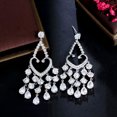 thumbnail image 6 of Dazzling Cubic Zirconia CZ Silver Plated Long Dangly Tassel Drop Wedding Earring, 6 of 9