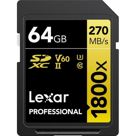 UPC: 0843367124527 | Lexar Professional SDXC Memory Card 1800x 64GB Class 10 UHSII U3 GOLD Series