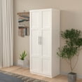 thumbnail image 5 of High wardrobe and kitchen cabinet with 2 doors and 3 partitions to separate 4 storage spaces,white, 5 of 8