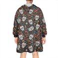 thumbnail image 2 of Wearable Oversized Blanket,Colorful Skull Flower Pattern Wearable Blanket Hoodie for Adults,Cozy Hooded Blankets with Super Pockets,Super Warm Fuzzy Pullover for Women & Men, 2 of 6