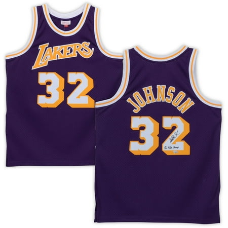 Magic Johnson Los Angeles Lakers Autographed Purple Mitchell & Ness Replica Jersey with 