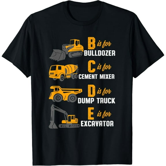 Bulldozer Cement Mixer Dump Truck and Excavator T-Shirt