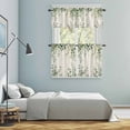 thumbnail image 6 of Green Watercolor Kitchen Curtains Valances and Tiers Set of 3 Eucalyptus Leaf Plant Retro Linen Texture Tier Curtains and Valance with Rod Pocket for Small Windows, 27.5"x24", 6 of 9