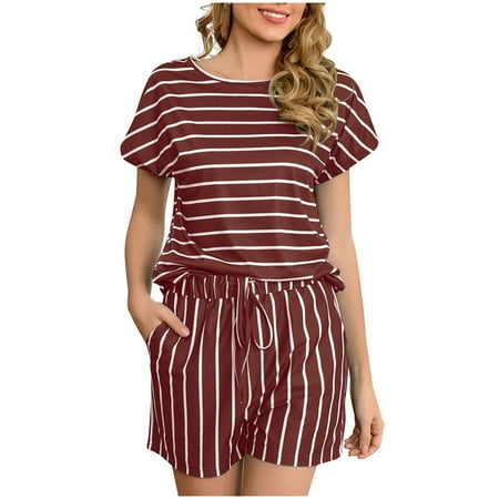 

Sleeves 2 Pajamas Women Short Fashion Piece Casual Home Suit Sports Printing Women Suits & Sets Womens Sleepwear Sleepwear Women Petite Christmas Sleepwear for Women Lady Pajama Set Sleepwear