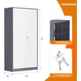 thumbnail image 3 of INTERGREAT Metal Storage Cabinet Doors, 72" Locking Steel Storage Cabinet with Shelves, Tall Lockable Steel Cabinets for Home Office, Garage(New Grey), 3 of 16