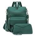 thumbnail image 5 of "Vintage Faux Leather Backpack for Women - Multi - Pocket Convertible Daypack with Adjustable Straps. Free Matching Mini Leather Pouch Included! Available in Multiple Solid Colors, 5 of 27