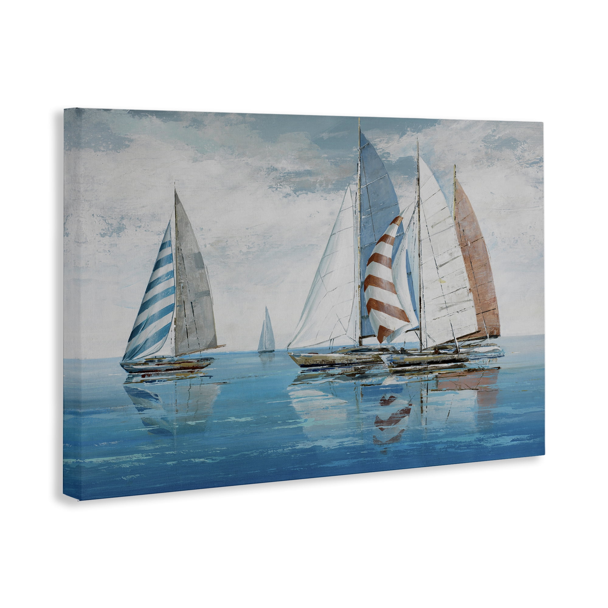 Stupell Industries Maritime Ocean Yachts Nautical & Beach Painting Wrapped Canvas Art Print Wall Art, 30 x 20