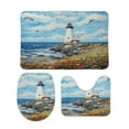thumbnail image 2 of Lighthouse Sunrise Coast Scenery Pale Blue Tan Bathroom Mats Set 3-piece Bath Mats , Floor Rug Decorations for Kitchen Bathroom Bedroom, 2 of 7