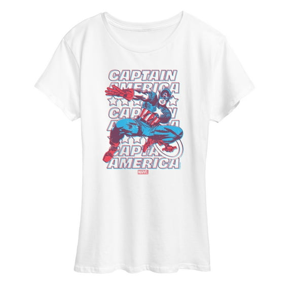 Marvel Captain America - 3D Comic Book - Women's Short Sleeve Graphic T-Shirt