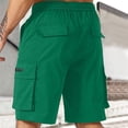 thumbnail image 5 of Domuza Mens's Cargo Shorts Drawsting Elastic Waist Running Hiking Bermuda Shorts Knee Length Casual Summer Clothes with Multiple Pockets Green XL, 5 of 5