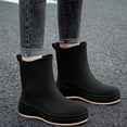 thumbnail image 5 of Women's Matte Slip On Chunky Sole Rain Boots Ankle Rain Boots For Outdoors Non Slip Waterproof Rubber Ankle Short Gardening Walking Outdoor Rain Shoes for Women, 5 of 6