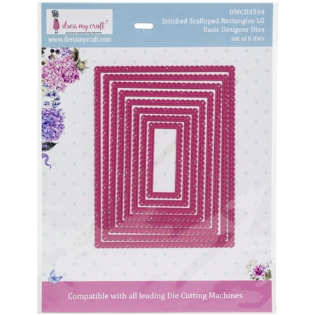 UPC: 0194186008452 | Dress My Craft Basic Designer Dies-Large Stitched Scalloped Rectangle Frame