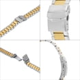 thumbnail image 4 of Bandini 22mm Stainless Steel Fitted Curved End Metal Watch Band for Men, 3 Link Watch Strap Oyster Bracelet, Double Foldover Lock Deployment Clasp - Two-Tone 22 mm Watch Band, 4 of 7