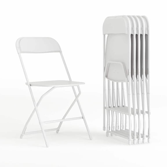 Hercules Series White Metal 650 lb. Weight Capacity Lightweight Event Folding Chair (Set of 6)