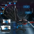thumbnail image 6 of Hoffree Gaming Chair with Bluetooth Speakers Gamer Chair with Footrest and LED Lights Office Chair with Massage and Lumbar Support 2D Armrest for Home Office 300 lbs, 6 of 7