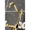 thumbnail image 4 of Kingston Brass KS1262PX Heritage Double-Handle Wall-Mount Bridge Kitchen Faucet, Polished Brass, 4 of 7