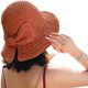 thumbnail image 1 of Sombrero plegable de paja de paja de ala ancha, gorra de verano con nudo de arco para mujeres niñas, correa ajustable (rojo ladrillo) brillar Electrónica, 1 of 6