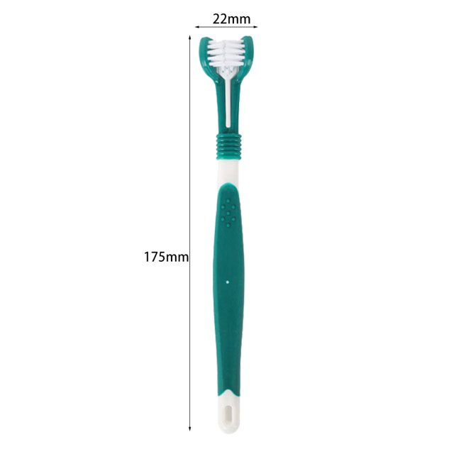 Cepillo de dientes para mascotas de tres lados Cepillo para perros Herramienta de sarro para mal aliento (Verde oscuro) Likrtyny Para estrenar