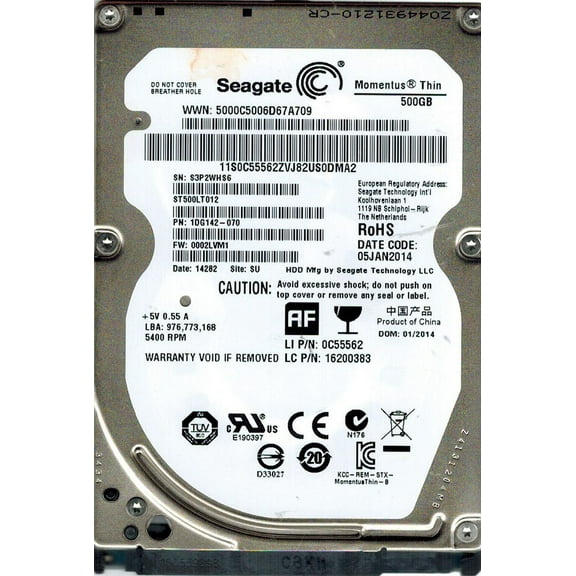 Seagate ST500LT012 P/N: 1DG142-070 F/W: 0002LVM1 SU 500GB