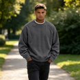 thumbnail image 5 of Mens Loose Crew Neck Pullover Long Sleeve Corduroy Casual Fashion Sweatshirt Daily Streetwear Men Everyday Outfits, 5 of 6