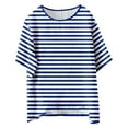 thumbnail image 4 of Spring Tops for Women Fashionable Wide Striped Casual T Shirt Short Sleeve Summer Shirts for Women Blue XL, 4 of 4