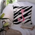 thumbnail image 3 of Letter J Initial Zebra Stripe and Pink Fabric Decorative Pillow, 3 of 4