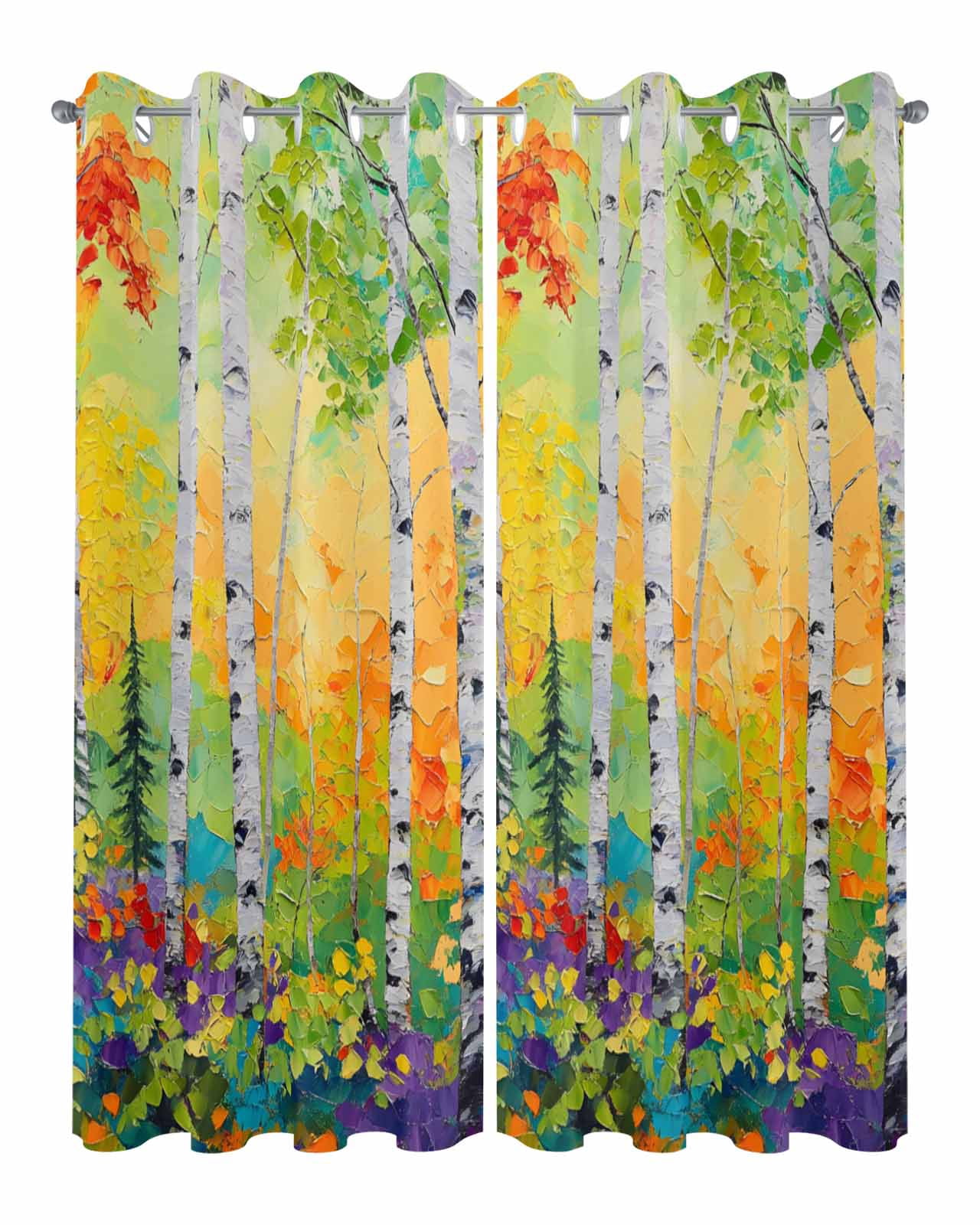 nqOlkjepod Outdoor Curtains for Patio Waterproof, Modern Oil Painting Outdoor Privacy Panels Grommet, Summer Tree Botanical Pink Green Blackout Outside Curtains for Porch/Cabana 54"x84", 2 Panels