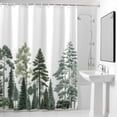 thumbnail image 4 of Pine Tree Forest Fabric Shower Curtain White Green Washable Shower Curtains for Bathroom, Waterproof Bath Curtain with Hooks Home Decor 72x72in, 4 of 8