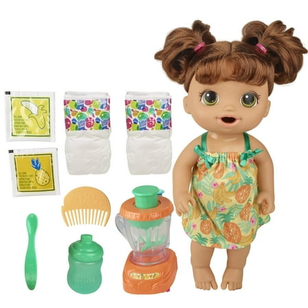 Baby Alive Magical Mixer Baby Doll Tropical Treat Drinks Wets Eats w/Accessories