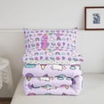 thumbnail image 5 of Manfei Lovely Rainbow Alphabet C Queen Comforter Set,Sweet Unicorn Comforter Sets Queen,Purple,Polkadot Reversible,3 Pieces,1 Comforter and 2 Pillowcases, 5 of 7