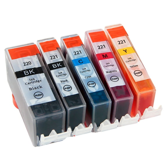 PGI220 CLI221 Ink Cartridges Replacement for Canon iP3600 iP4600 iP4700 MX870 MX860 MP620 MP640 MP990 MP560  Printer(5 Pack)