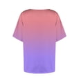 thumbnail image 6 of HomeDM Womens Square Neck Short Sleeve T Shirts Summer Going Out Tops Trendy Color Block Basics Tees S-2XL, 6 of 7
