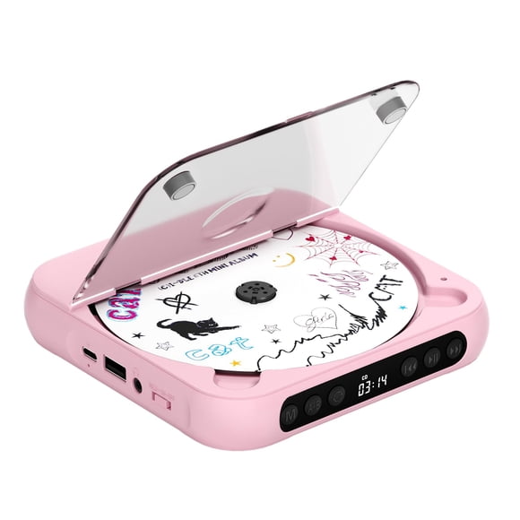 Reproductor de CD ENVYCLOUD Portátil Recargable Bluetooth Rosa